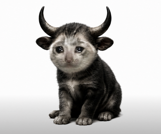 Catbull mascot — a tiny black kitten with horns